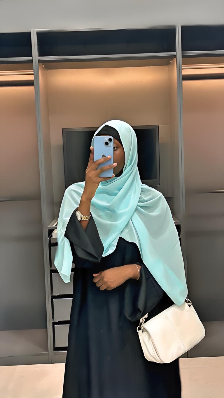 Premium Hijab Muslin - Aquamarine Blue